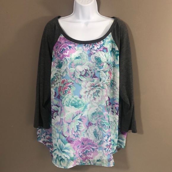 Wallflower Sheer Floral Jersey Top 2X - Picture 1 of 9